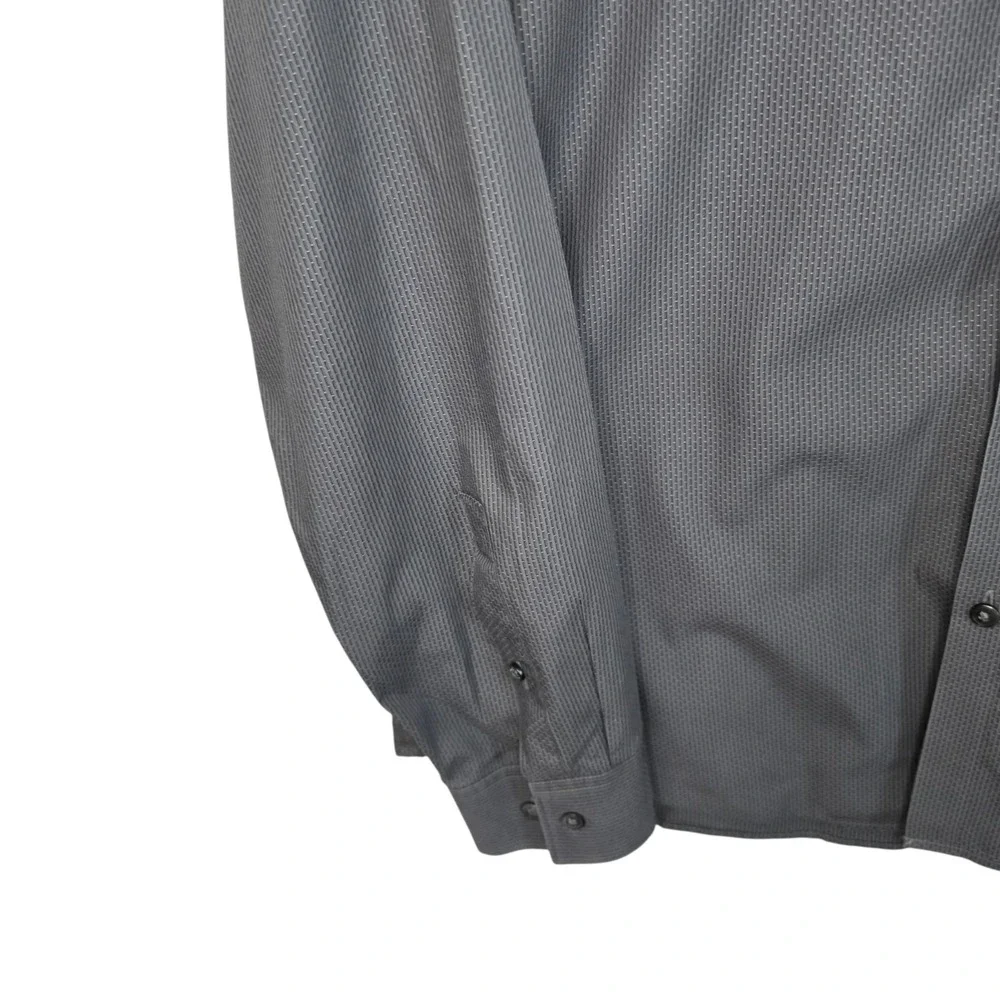 Calvin Klein Shirt Mens Large Gray Button Up Slim Fit Cotton‎ Long Sleeve Career